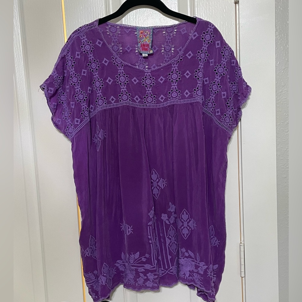 Johnny Was size Large Eyelet/Embroidered blouse